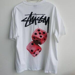 Stüssy Men's White and Red T-shirt